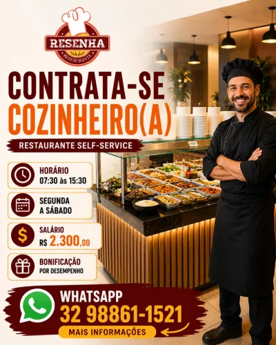 Contrata-se cozinheira (o) de restaurante self-service 