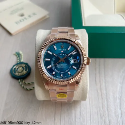 Relógio Rolex skydwelling clean factory - Mostradores Azul/Preto/Dourado -ETA S/c
