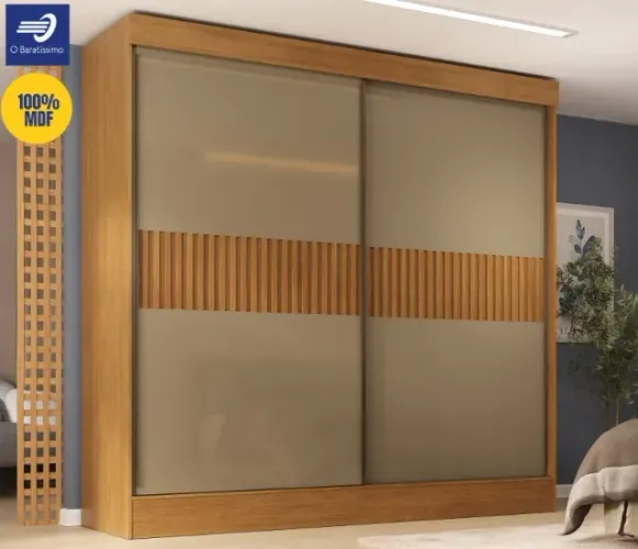 Guarda-Roupa Casal 100% MDF 2 Portas de Correr com 4 Gavetas