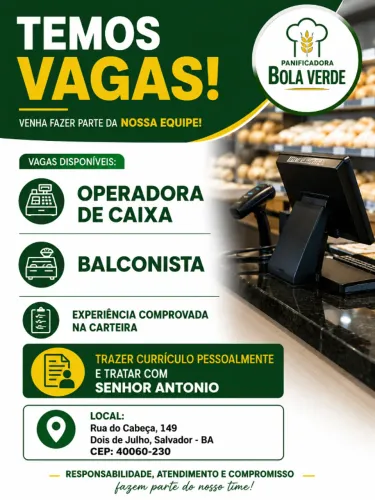 Vaga Para Balconista e Operadora De Caixar Urgente 