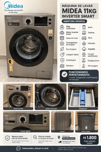 MÁQUINA DE LAVAR MIDEA 11KG INVERTER SMART