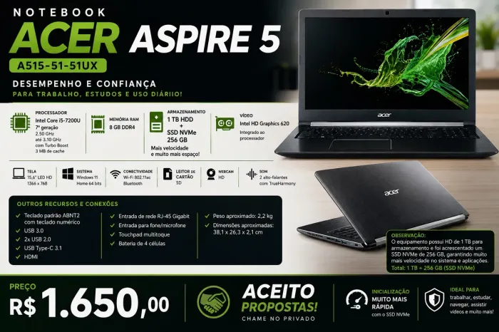 Notebook Acer Aspire 5 - i5 