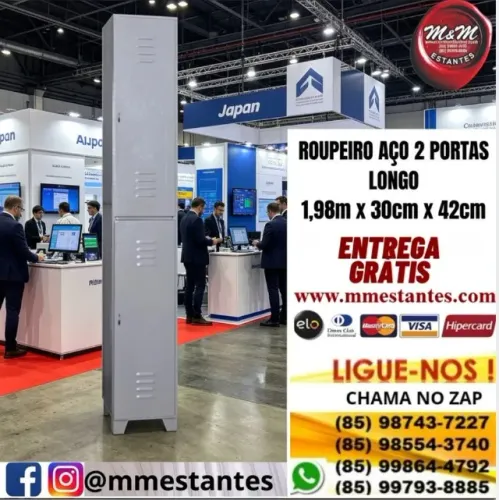 Cabe Capacete - Armário de Aço Guarda-Volumes com 2 Portas longo