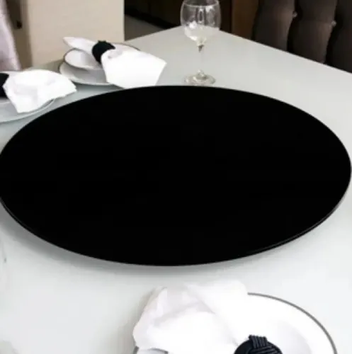 Prato giratório super novo, com 50cm de vidro Preto com Laca.