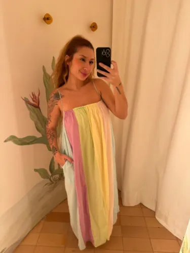 Vestido Farm midi listrado colorido pp