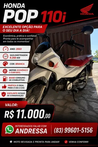 HONDA POP 110i 2022 À VENDA!