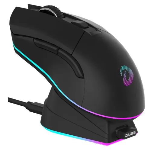 Mouse Gamer Sem Fio Wireless 2.4g 10000 Dpi 1000Hz 930mAh Led Rgb 6 Botões Dareu Em901