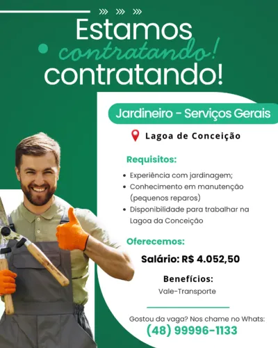 Jardineiro - Serviços Gerais - Lagoa da Conceição