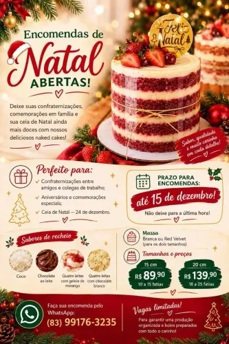 Bolo Naked cake e travessa natalina 