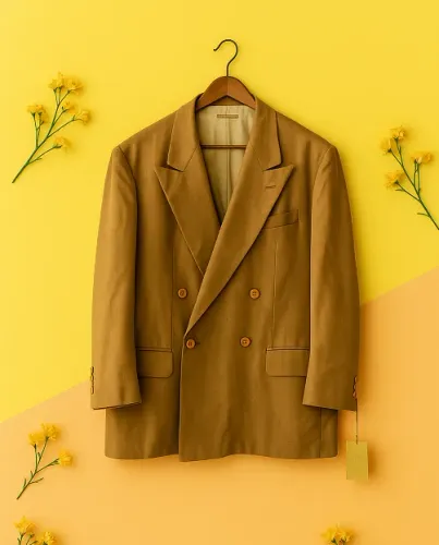 blazer unissex transpassado camelo T52