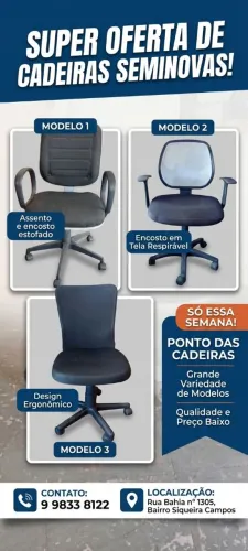 Vende cadeiras seminovas a partir de R$ 100,00