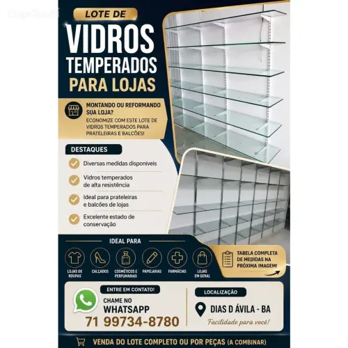 Lote de vidros temperados 297 peças