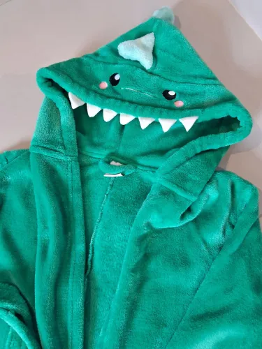 Roupão infantil dinossauro verde G