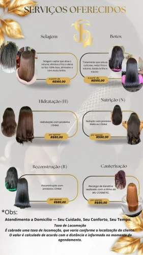 Cabeleireira a domicílio Selagem, Botox e Hidratação.