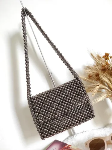 Bolsa Feminina De Miçangas Festa Elegante Alça De Ombro
