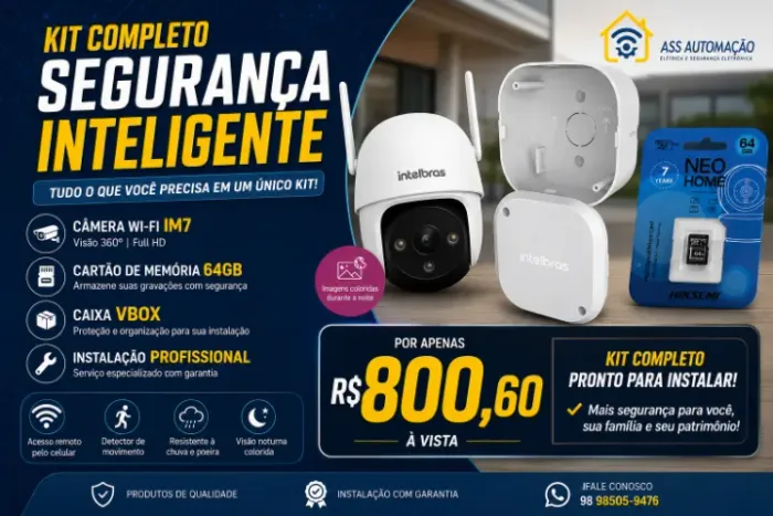 Câmera Wi-Fi Intelbras IM7 360° + 64GB + Instalação Completa