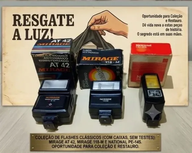 Lote de Flash eletrônico antigo para decoração vintage ou coleção
