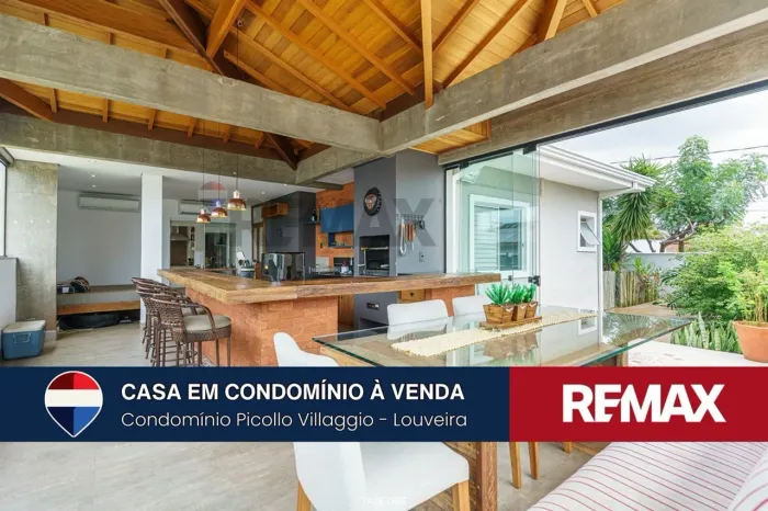 Casa térrea com 3 suítes, piscina, gourmet e fotovoltaica, à venda no Condomínio Picollo V