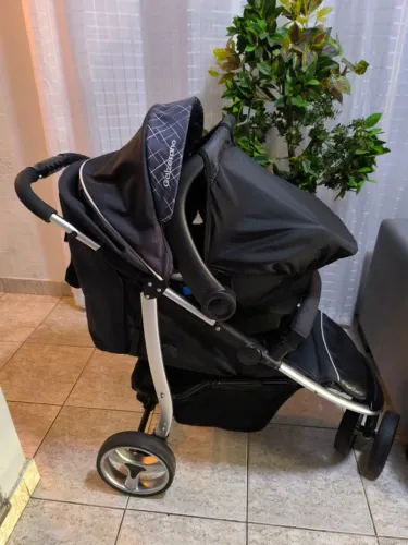 Kit. Conjunto, Carrinho de bebê 3 rodas Galzerano Apollo com bebe conforto Cocoon