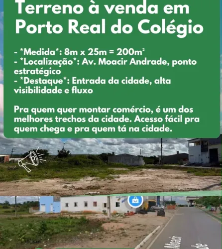 Terreno Comercial à Venda na Entrada de Porto Real do Colégio