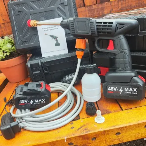 Lavadora de Alta Pressão Portátil Sem Fio 48V com 2 Baterias - 6 Jatos + Maleta