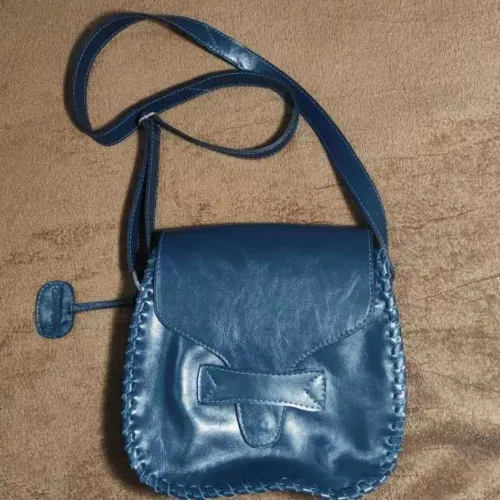 Bolsa Feminina Em Couro Legítimo Azul - Aceito Cartão