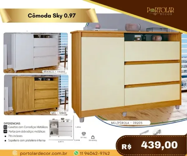 Cômoda Sky 0.97, a pronta entrega