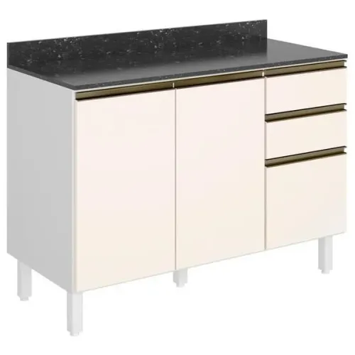 Balcao Kali 2 Portas 3 Gavetas 120cm Com Tampo Mdf Dividimos Em Até 10x Sem Juros