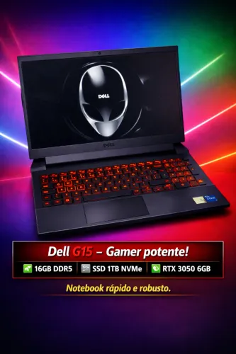 *Notebook Gamer Dell G15 top i5 13ª 16gb de RAM DDR5 e RTX3050 6GB*