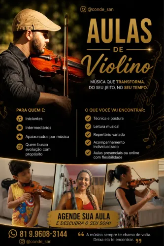 Aulas de violino em casa 400R$ ou on-line 300R$