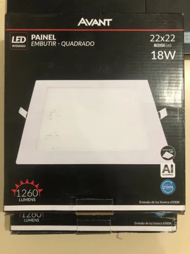 Painel Plafon LED de Embutir 18W Avant - Quadrado 22x22cm