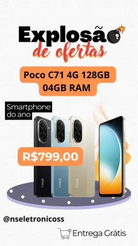 Celular Xiaomi Poco C71 4G 128GB 4GB Ram Preto Azul Dourado + Entregamos 