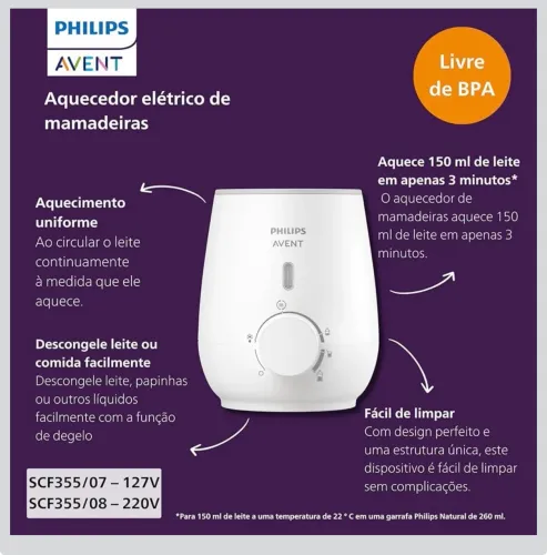 Aquecedor de mamadeira Philips Avent