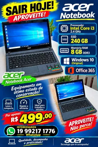 Notebook Acer para sair hoje!!!
