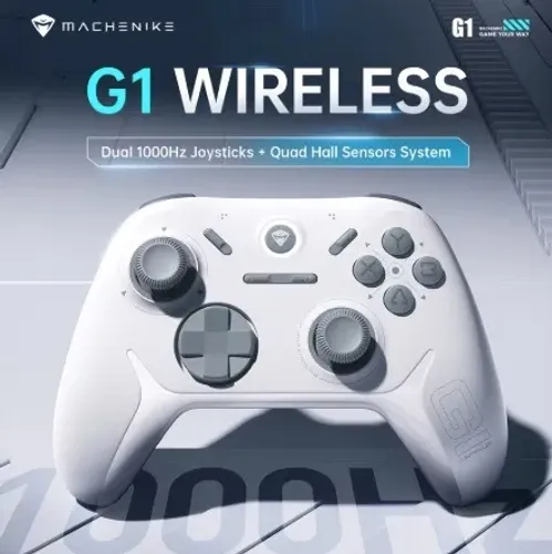 Controle Machenike G1 Hall Effect 1000Hz PC Android Switch Wireless Bluetooth Branco