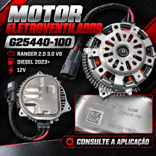 Motor Eletroventilador Ranger 2.0 / 3.0 V6 Diesel 2023+, código G25440-100, 12V e 800W