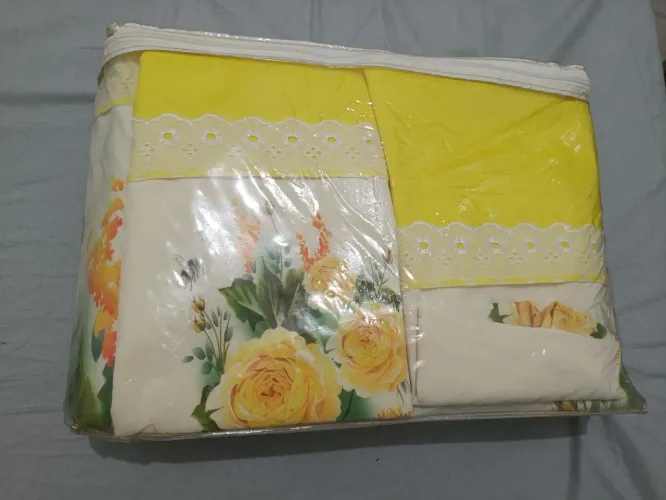 Jogo de cama casal com cortina