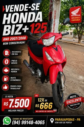 Honda Biz+ 125 2007/2008 | Pneus Novos | Doc em Dia