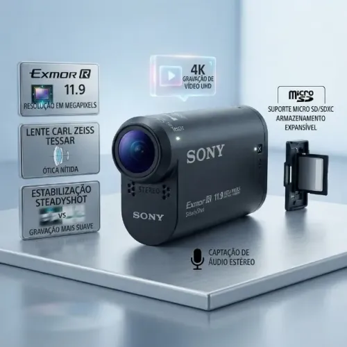 Câmera de Ação Sony Action Cam Wi-Fi SteadyShot Lente ZEISS Seminova