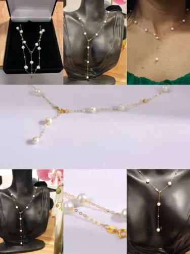 Colar perolas em ouro 18k.
