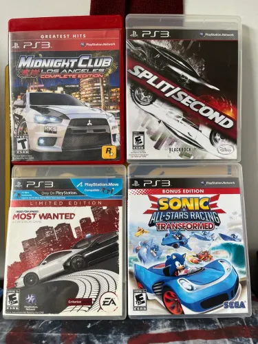 Lote 4 Jogos de Corrida Ps3 Originais - Need for Speed Midnight Club Sonic