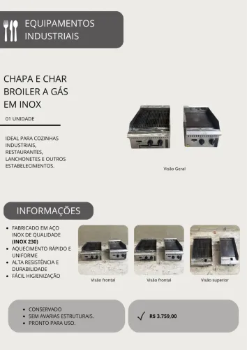 Chapa + Char Broiler a Gás