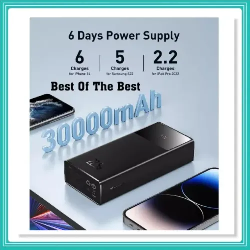 Baseus 30000mAh Power Bank 22,5W Carregador portátil