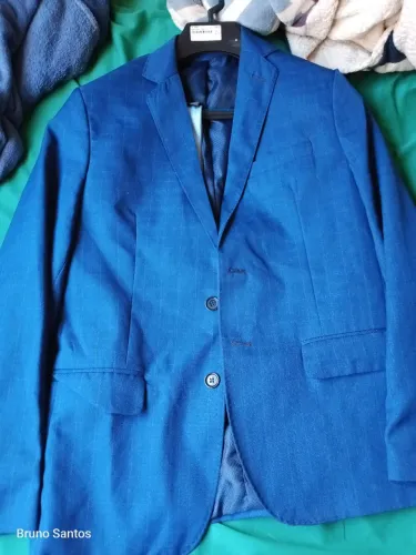 Terno corte italiano azul xadrez top de linha Tam 46.00 usado poucas vezes 