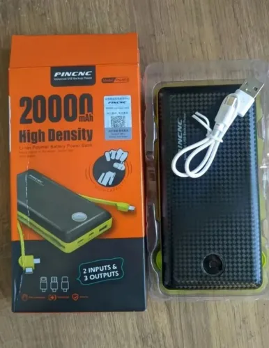 Power bank 20000mah carregador portátil universal rápido com cabos embutidos-aj-c04 ótimo
