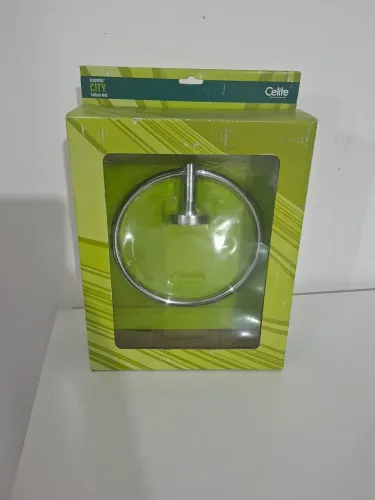 Toalheiro banheiro metal cromado argola Anel City Celite