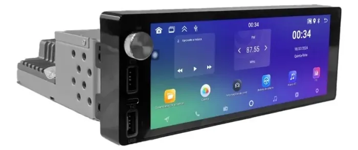 Multimidia 1din Agile 6,8p Android 14 Carplay 2/64gb