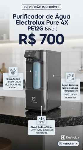 VENDO - Purificador de Água Electrolux Pure 4X PE12G Cinza Bivolt - Excelente Estado!