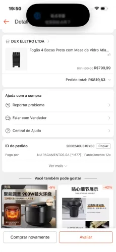 Fogão com gás $650