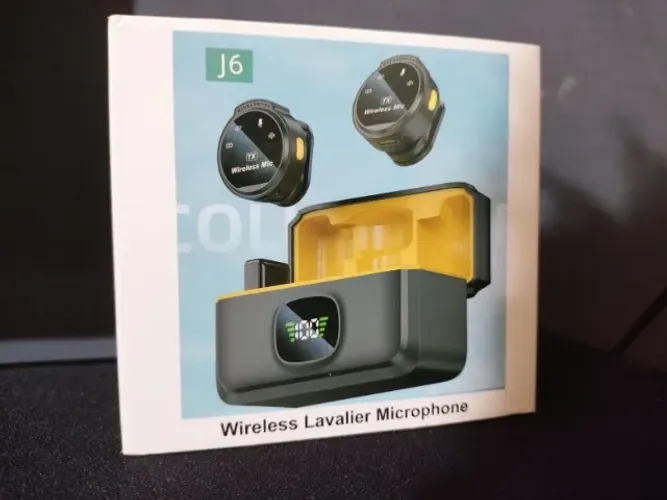 Microfone de Lapela J6 Original Sem Fio - USB-C + iPhone - Completo